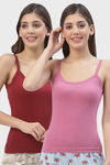 Floret Cotton Camisole (Pack of 2) - China Rose Maroon — thumbnail 1